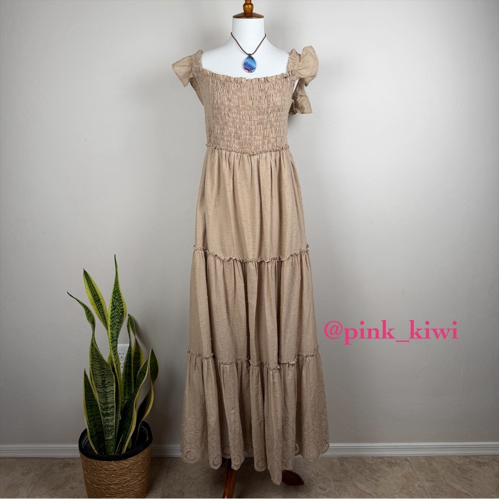 Pietro Brunelli Chloe Ruffle Sleeve Smocked Maternity Dress
